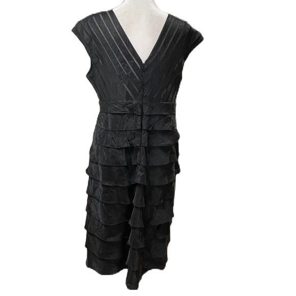 Aidan Mattox Niteline Black Shimmer Sleeveless Shutter Tiered Dress Size 12 - Picture 4 of 15